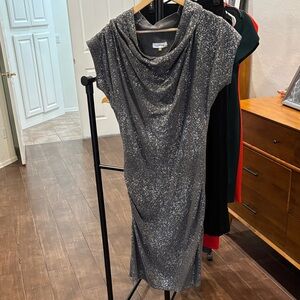 Calvin Klein Knit Dress Gray & Silver Small